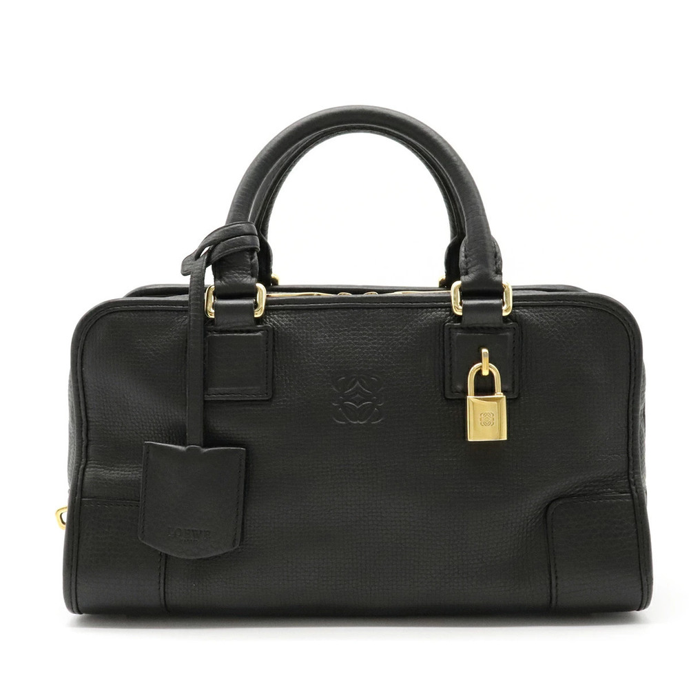 Loewe Anagram Amazona Handbag Boston Bag Leather Black